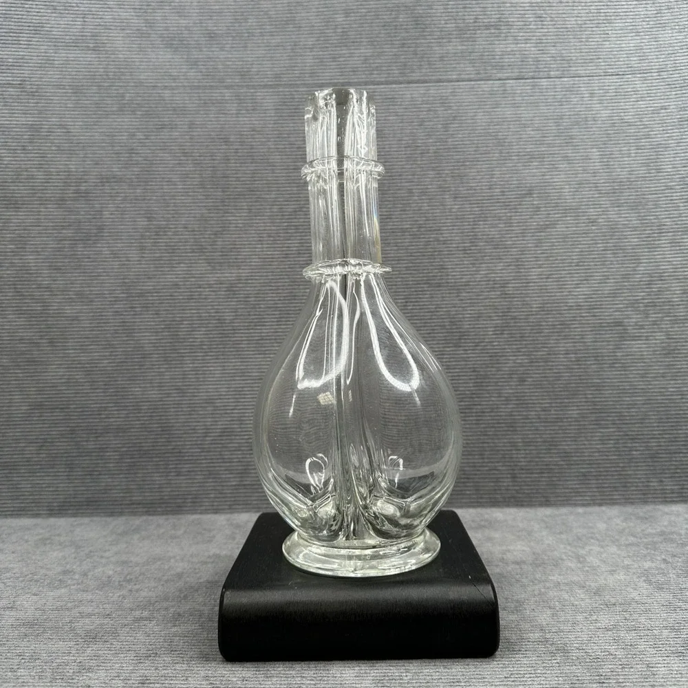 Vintage Clear Glass 4 Chamber Decanter‎ Ribbed Neck Pinched Glass Carafe Cruet